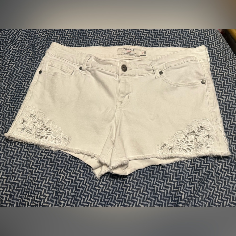Torrid white denim shorts